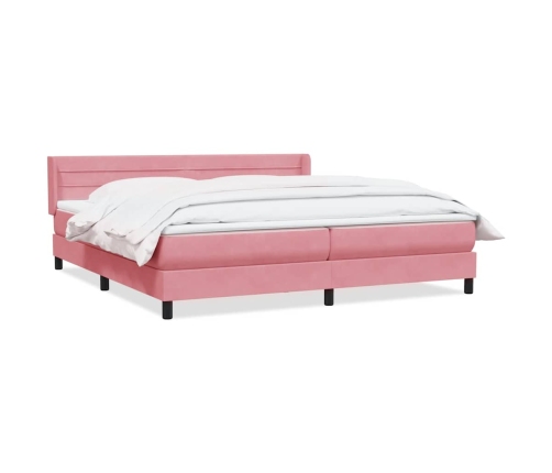 Cama box spring con colchón terciopelo rosa 180x210 cm