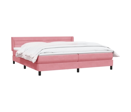 Cama box spring con colchón terciopelo rosa 180x210 cm