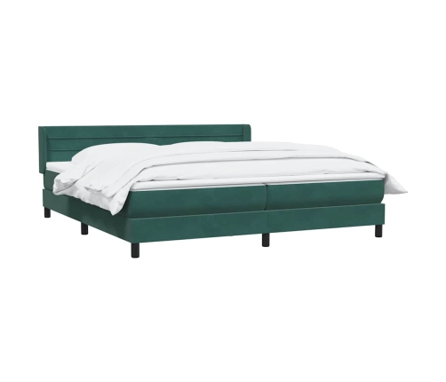 Cama box spring con colchón terciopelo verde oscuro 200x210 cm