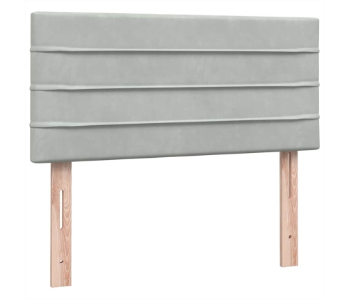 Cama box spring con colchón terciopelo gris claro 90x220 cm