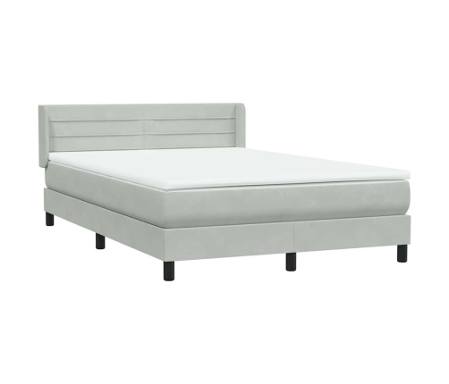 Cama box spring con colchón terciopelo gris claro 140x220 cm