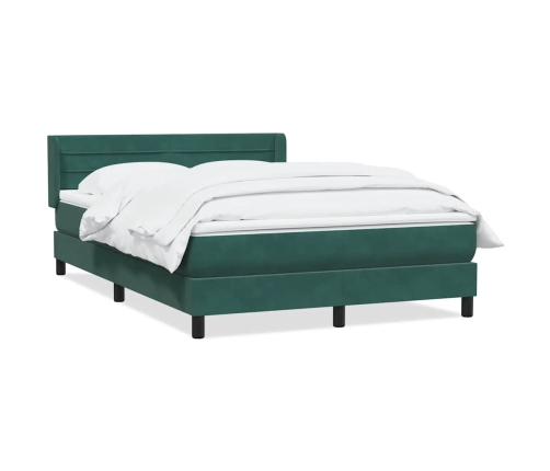 Cama box spring con colchón terciopelo verde oscuro 140x220 cm