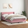 Cama box spring con colchón terciopelo rosa 140x220 cm