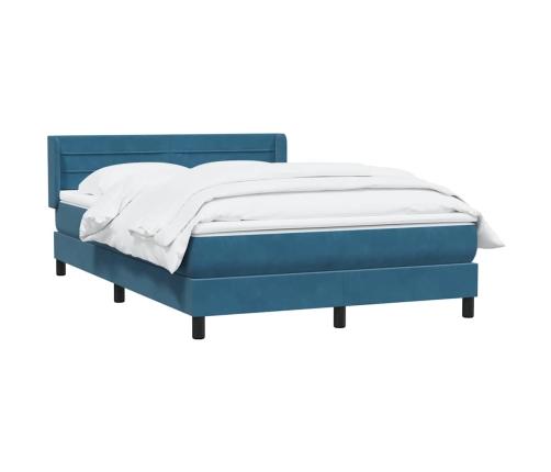 Cama box spring con colchón terciopelo azul oscuro 160x220 cm