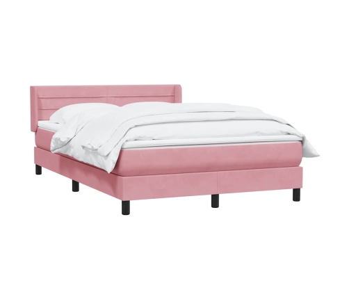 Cama box spring con colchón terciopelo rosa 160x220 cm