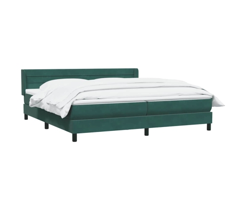 Cama box spring con colchón terciopelo verde oscuro 180x220 cm