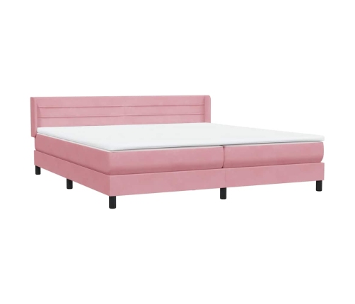 Cama box spring con colchón terciopelo rosa 200x220 cm