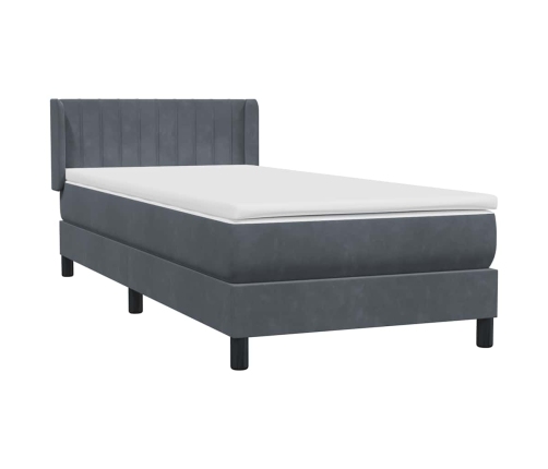 Cama box spring con colchón terciopelo gris oscuro 80x210 cm