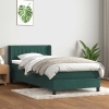 Cama box spring con colchón terciopelo verde oscuro 80x210 cm