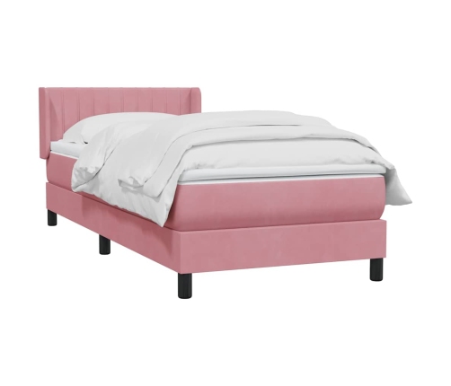 Cama box spring con colchón terciopelo rosa 80x210 cm