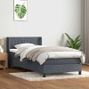 Cama box spring con colchón terciopelo gris oscuro 90x210 cm