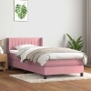 Cama box spring con colchón terciopelo rosa 100x210 cm