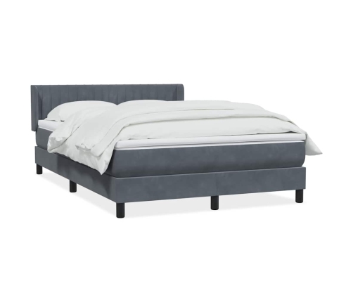 Cama box spring con colchón terciopelo gris oscuro 140x210 cm