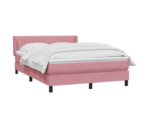 Cama box spring con colchón terciopelo rosa 140x210 cm