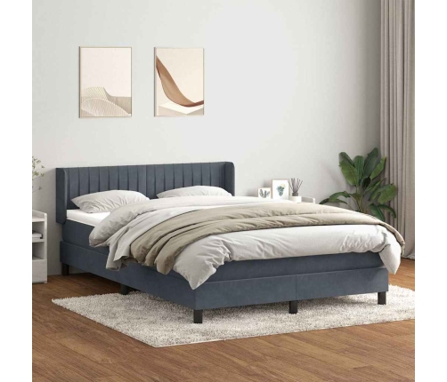 Cama box spring con colchón terciopelo gris oscuro 160x210 cm