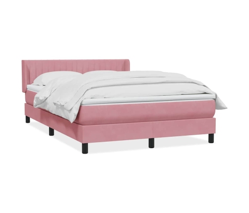 Cama box spring con colchón terciopelo rosa 160x210 cm