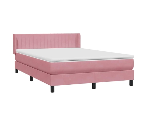 Cama box spring con colchón terciopelo rosa 160x210 cm