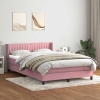 Cama box spring con colchón terciopelo rosa 160x210 cm