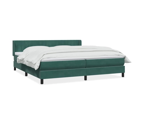 Cama box spring con colchón terciopelo verde oscuro 180x210 cm