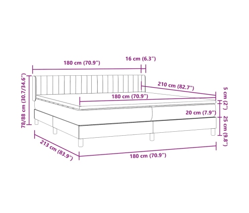 Cama box spring con colchón terciopelo azul oscuro 180x210 cm