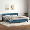 Cama box spring con colchón terciopelo azul oscuro 180x210 cm