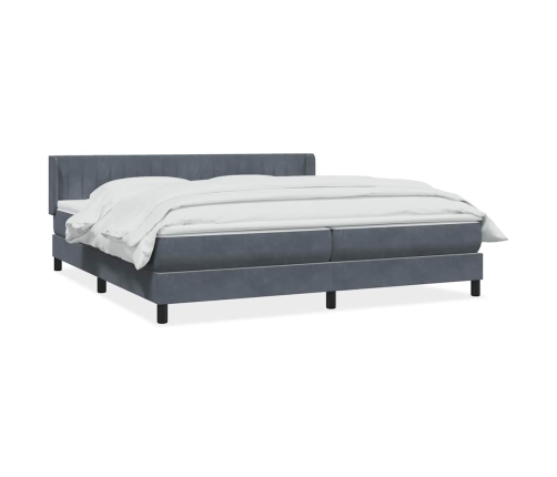 Cama box spring con colchón terciopelo gris oscuro 200x210 cm