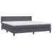 Cama box spring con colchón terciopelo gris oscuro 200x210 cm