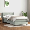 Cama box spring con colchón terciopelo gris claro 80x220 cm