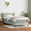 Cama box spring con colchón terciopelo gris claro 100x220 cm