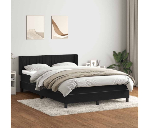 Cama box spring con colchón terciopelo negro 140x220 cm