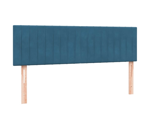 Cama box spring con colchón terciopelo azul oscuro 140x220 cm