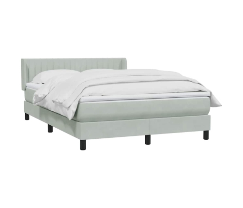 Cama box spring con colchón terciopelo gris claro 160x220 cm