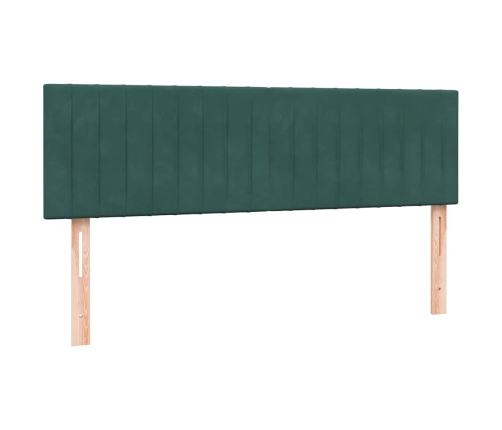 Cama box spring con colchón terciopelo verde oscuro 160x220 cm