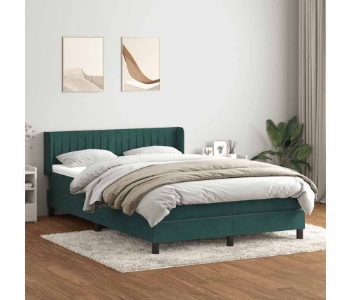 Cama box spring con colchón terciopelo verde oscuro 160x220 cm