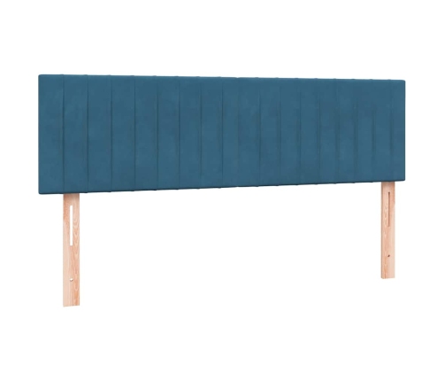 Cama box spring con colchón terciopelo azul oscuro 160x220 cm