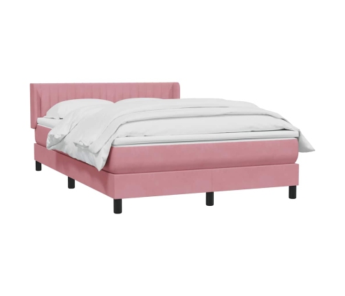 Cama box spring con colchón terciopelo rosa 160x220 cm