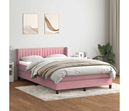 Cama box spring con colchón terciopelo rosa 160x220 cm