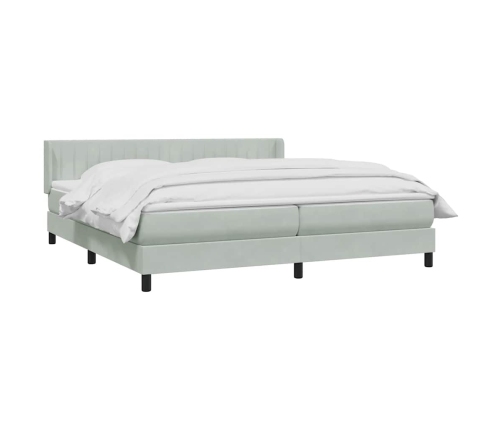 Cama box spring con colchón terciopelo gris claro 180x220 cm