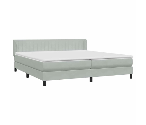 Cama box spring con colchón terciopelo gris claro 180x220 cm