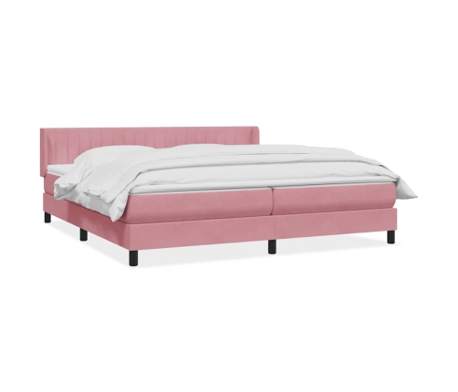 Cama box spring con colchón terciopelo rosa 180x220 cm