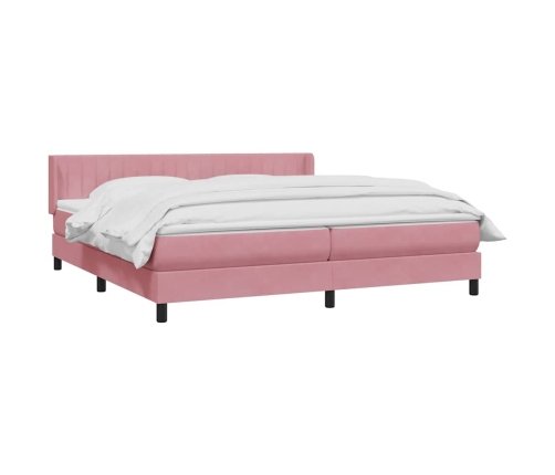 Cama box spring con colchón terciopelo rosa 180x220 cm