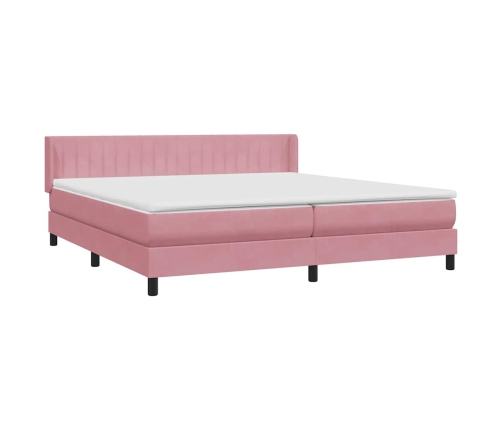 Cama box spring con colchón terciopelo rosa 180x220 cm