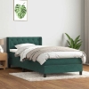 Cama box spring con colchón terciopelo verde oscuro 80x210 cm