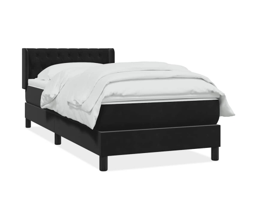 Cama box spring con colchón cuero sintético negro 90x210 cm