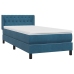 Cama box spring con colchón terciopelo azul oscuro 90x210 cm