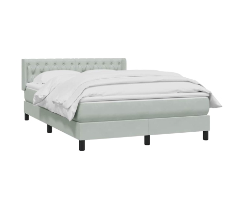 Cama box spring con colchón terciopelo gris claro 140x210 cm