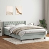 Cama box spring con colchón terciopelo gris claro 140x210 cm