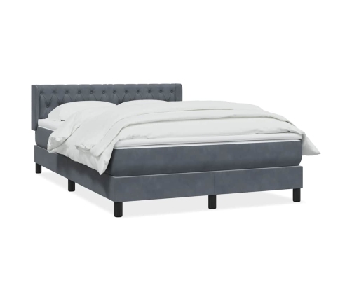 Cama box spring con colchón terciopelo gris oscuro 140x210 cm