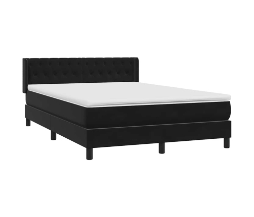 Cama box spring con colchón terciopelo negro 160x210 cm