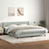 Cama box spring con colchón terciopelo gris claro 180x210 cm